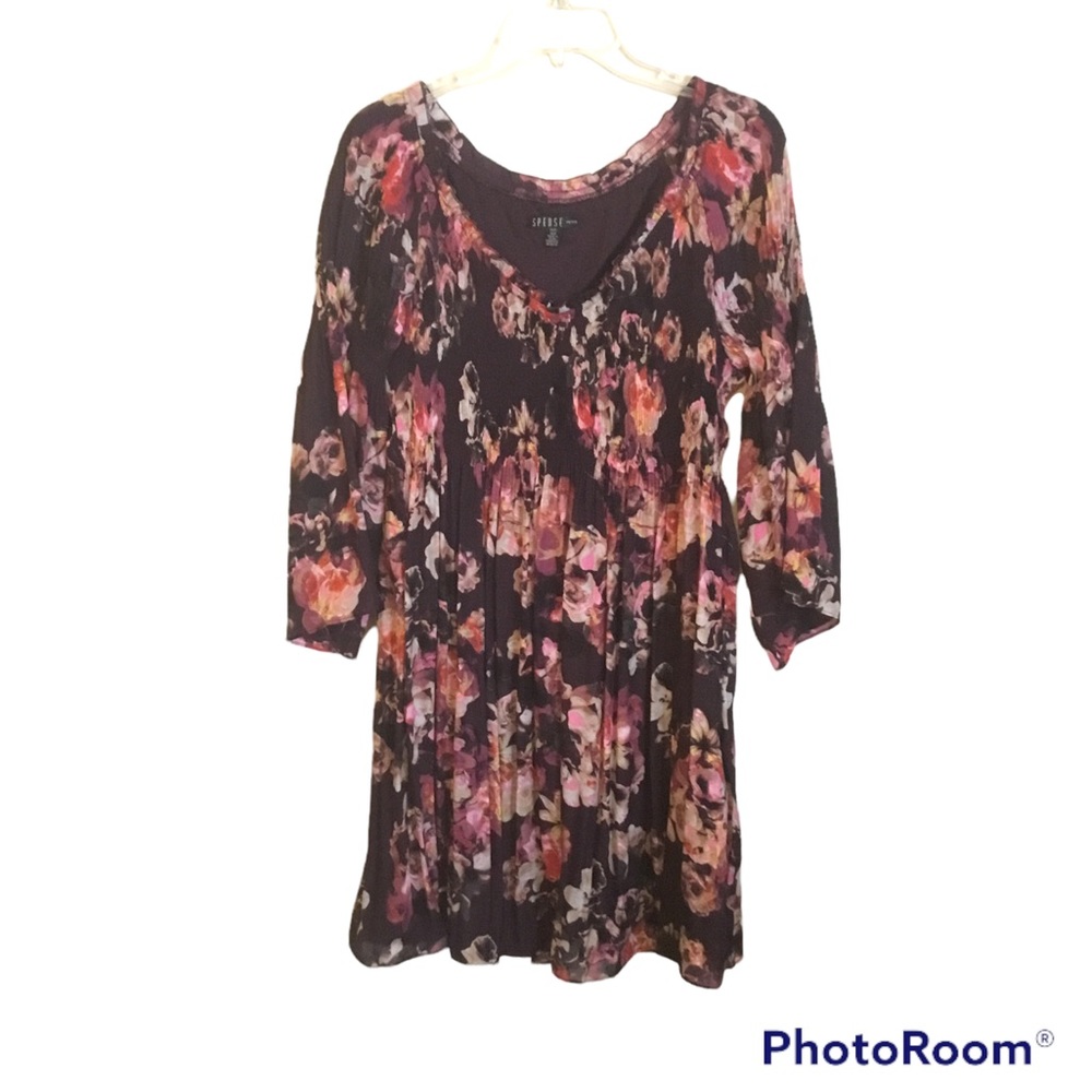 Spense Chiffon Dress Purple Floral Size 14 Petite #317